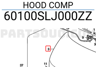 Honda 60100SLJ000ZZ HOOD COMP