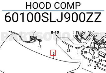 Honda 60100SLJ900ZZ HOOD COMP