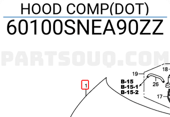 Honda 60100SNEA90ZZ HOOD COMP(DOT)