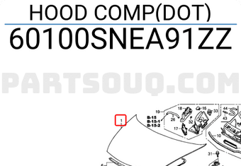 Honda 60100SNEA91ZZ HOOD COMP(DOT)