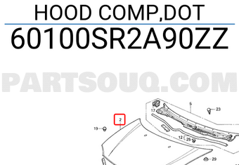 Honda 60100SR2A90ZZ HOOD COMP,DOT