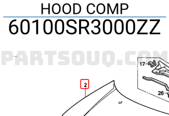 Honda 60100SR3000ZZ HOOD COMP