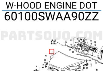 Honda 60100SWAA90ZZ W-HOOD ENGINE DOT