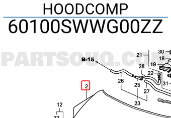Honda 60100SWWG00ZZ HOODCOMP
