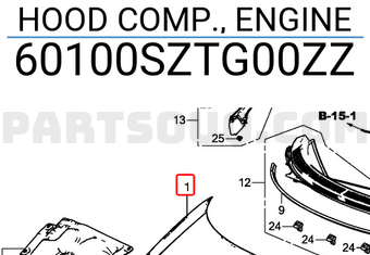 Honda 60100SZTG00ZZ HOOD COMP., ENGINE