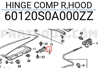 Honda 60120S0A000ZZ HINGE COMP R,HOOD