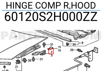 Honda 60120S2H000ZZ HINGE COMP R,HOOD