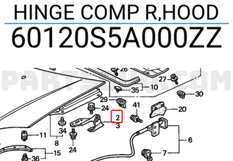 Honda 60120S5A000ZZ HINGE COMP R,HOOD