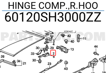 Honda 60120SH3000ZZ HINGE COMP.,R.HOO