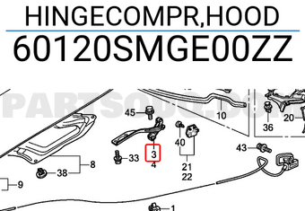 Honda 60120SMGE00ZZ HINGECOMPR,HOOD