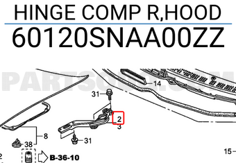 Honda 60120SNAA00ZZ HINGE COMP R,HOOD