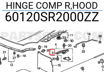 Honda 60120SR2000ZZ HINGE COMP R,HOOD