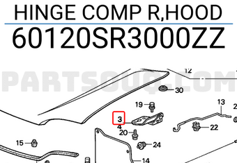 Honda 60120SR3000ZZ HINGE COMP R,HOOD