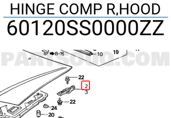 Honda 60120SS0000ZZ HINGE COMP R,HOOD