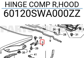 Honda 60120SWA000ZZ HINGE COMP R,HOOD