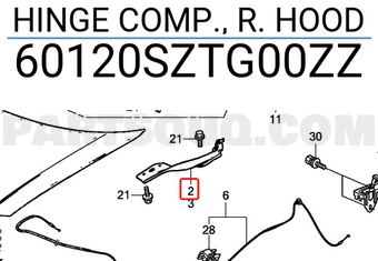 Honda 60120SZTG00ZZ HINGE COMP., R. HOOD