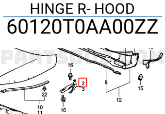 Honda 60120T0AA00ZZ HINGE R- HOOD