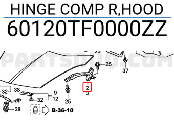 Honda 60120TF0000ZZ HINGE COMP R,HOOD
