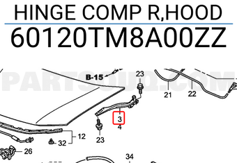 Honda 60120TM8A00ZZ HINGE COMP R,HOOD