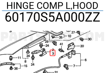 Honda 60170S5A000ZZ HINGE COMP L,HOOD