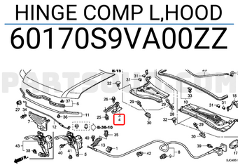 Honda 60170S9VA00ZZ HINGE COMP L,HOOD