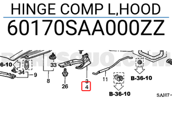 Honda 60170SAA000ZZ HINGE COMP L,HOOD