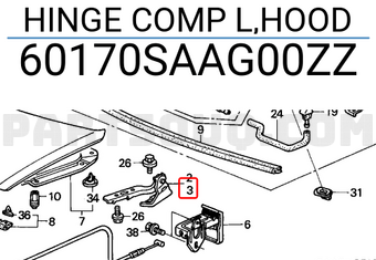 Honda 60170SAAG00ZZ HINGE COMP L,HOOD