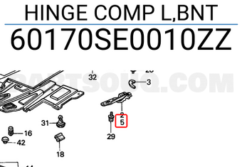 Honda 60170SE0010ZZ HINGE COMP L,BNT