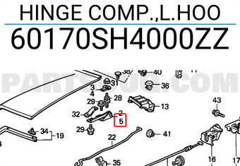 Honda 60170SH4000ZZ HINGE COMP.,L.HOO