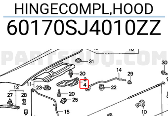 Honda 60170SJ4010ZZ HINGECOMPL,HOOD