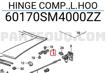 Honda 60170SM4000ZZ HINGE COMP.,L.HOO