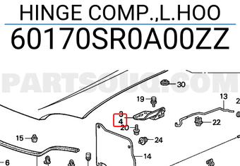 Honda 60170SR0A00ZZ HINGE COMP.,L.HOO