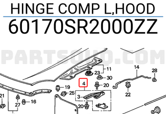 Honda 60170SR2000ZZ HINGE COMP L,HOOD