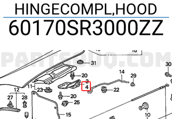 Honda 60170SR3000ZZ HINGECOMPL,HOOD