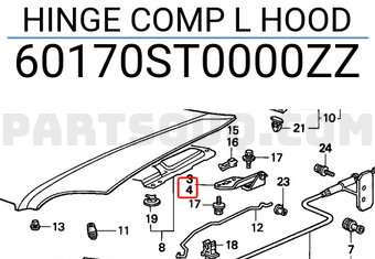 Honda 60170ST0000ZZ HINGE COMP L HOOD
