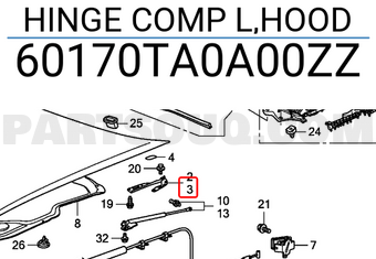 Honda 60170TA0A00ZZ HINGE COMP L,HOOD