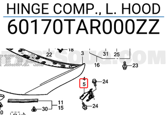 Honda 60170TAR000ZZ HINGE COMP., L. HOOD