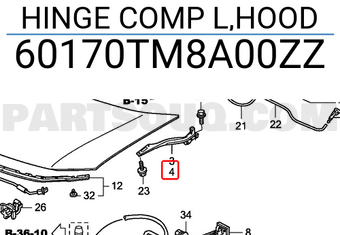 Honda 60170TM8A00ZZ HINGE COMP L,HOOD
