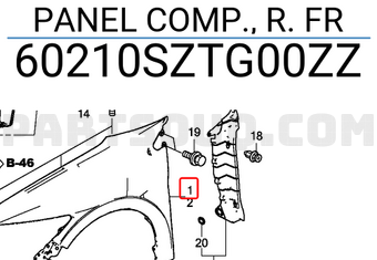 Honda 60210SZTG00ZZ PANEL COMP., R. FR