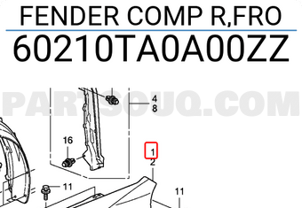 Honda 60210TA0A00ZZ FENDER COMP R,FRO