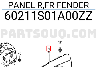 Honda 60211S01A00ZZ PANEL R,FR FENDER