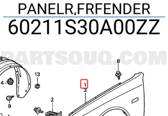 Honda 60211S30A00ZZ PANELR,FRFENDER