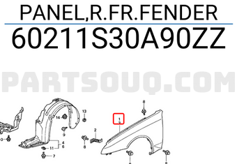 Honda 60211S30A90ZZ PANEL,R.FR.FENDER