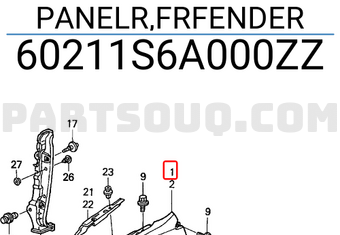 Honda 60211S6A000ZZ PANELR,FRFENDER