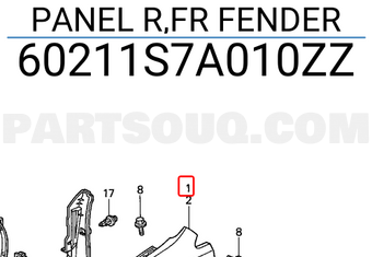 Honda 60211S7A010ZZ PANEL R,FR FENDER