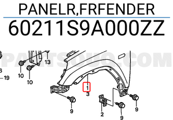 Honda 60211S9A000ZZ PANELR,FRFENDER