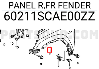 Honda 60211SCAE00ZZ PANEL R,FR FENDER