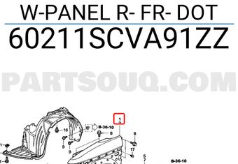 Honda 60211SCVA91ZZ W-PANEL R- FR- DOT