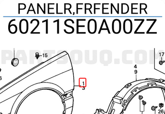 Honda 60211SE0A00ZZ PANELR,FRFENDER