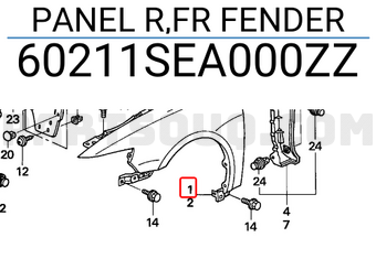 Honda 60211SEA000ZZ PANEL R,FR FENDER